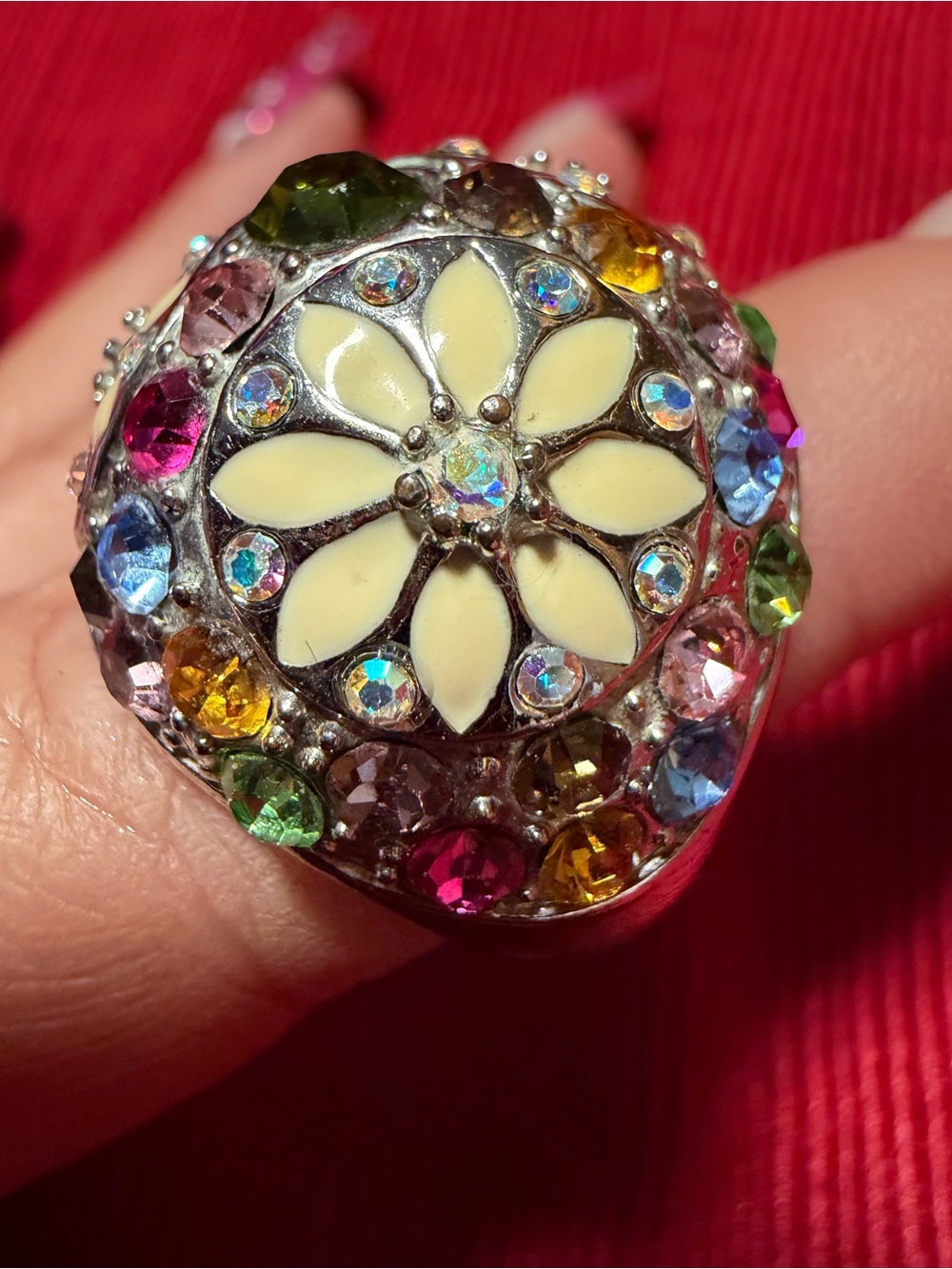 Park Lane Multicolor Crystal Floral Statement Ring Size 8